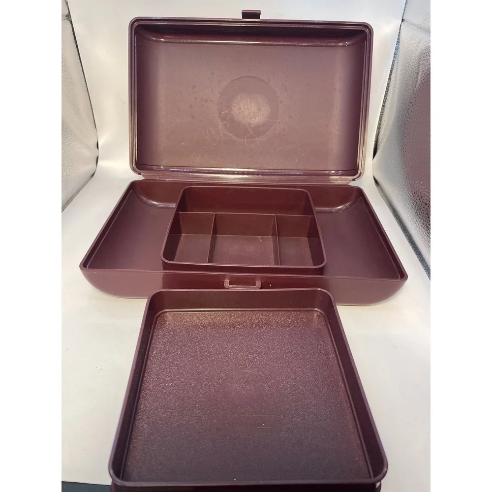 Tupperware Tuppercraft #1624 Brown Personal Valet Travel Case Organizer Vintage